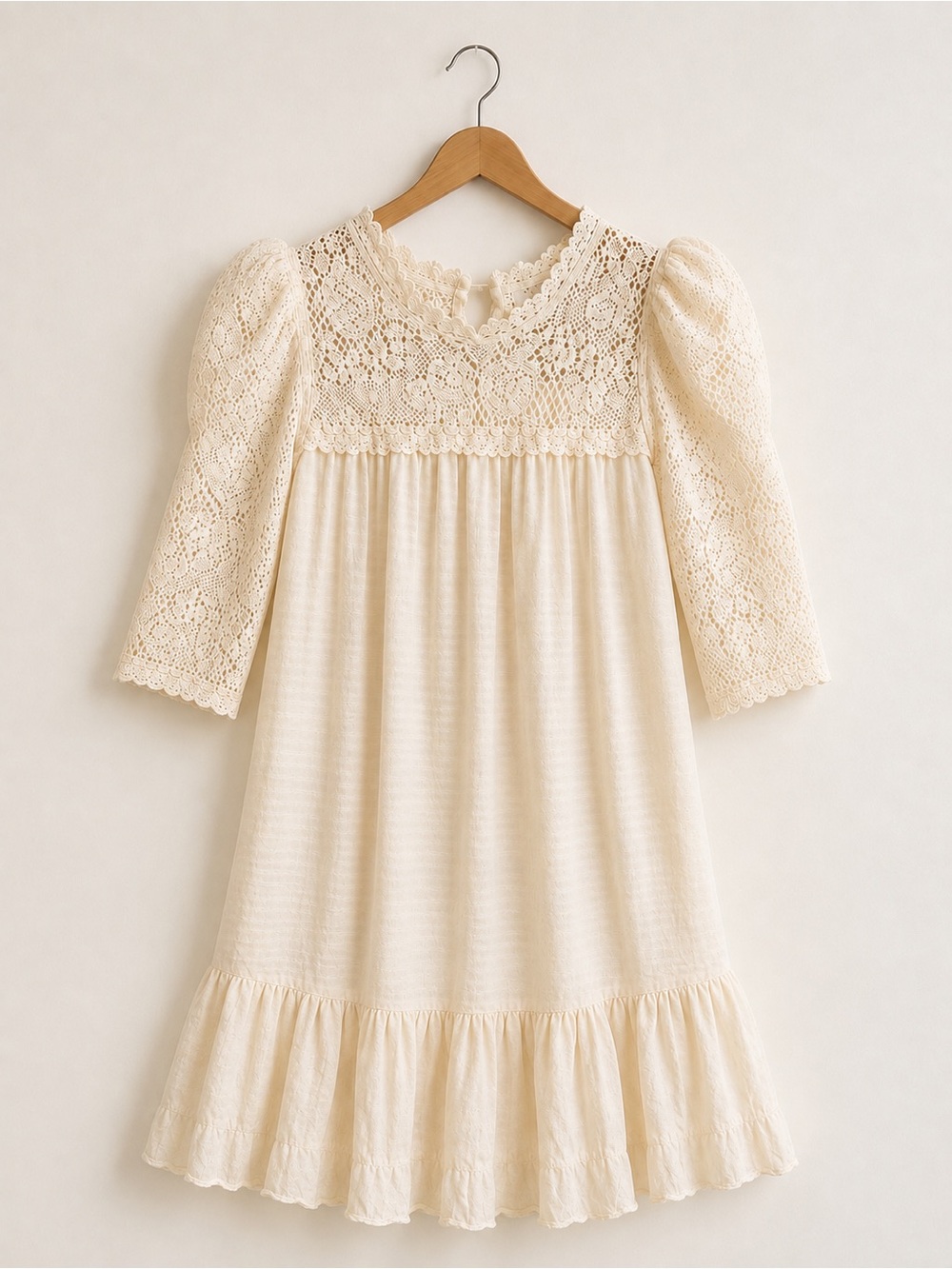 Current Air Cream Lace knit Boho Dress size M